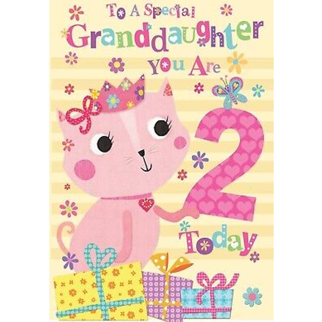 To a special granddaughter 2 today cat & gifts happy 2nd birthday greeting card