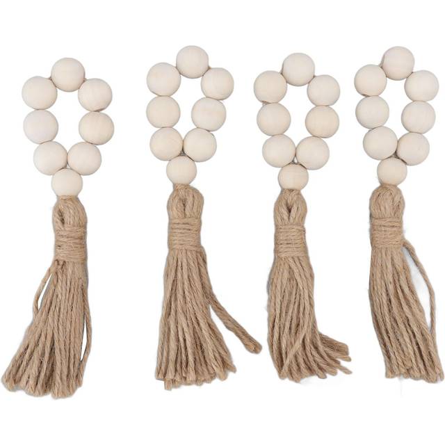 Napkin Ring Decorative Elegant Wood Beads Table Napkin Holder with Tassels for Party Wedding Home