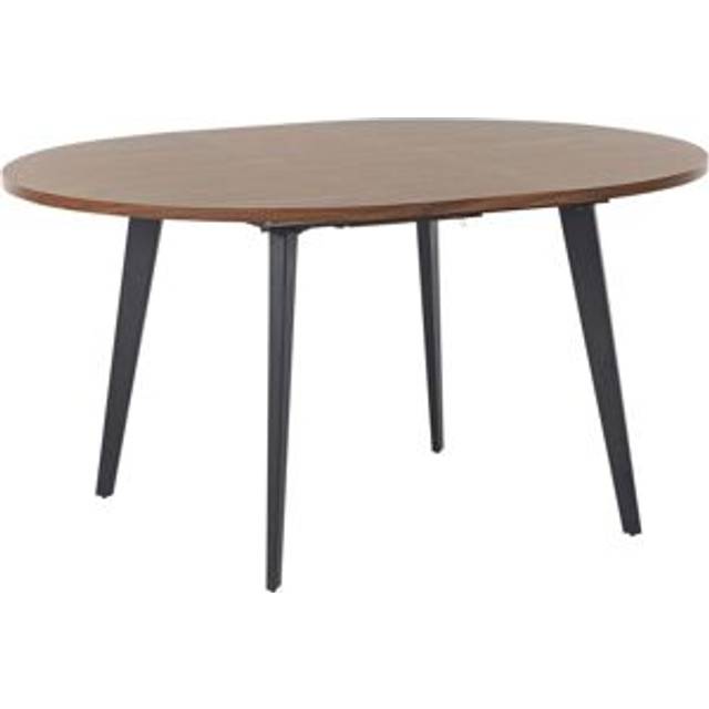 Modern Extendable Dining Table Round 120/150x120cm mdf Top Metal Black Legs Dark Wood Bovina