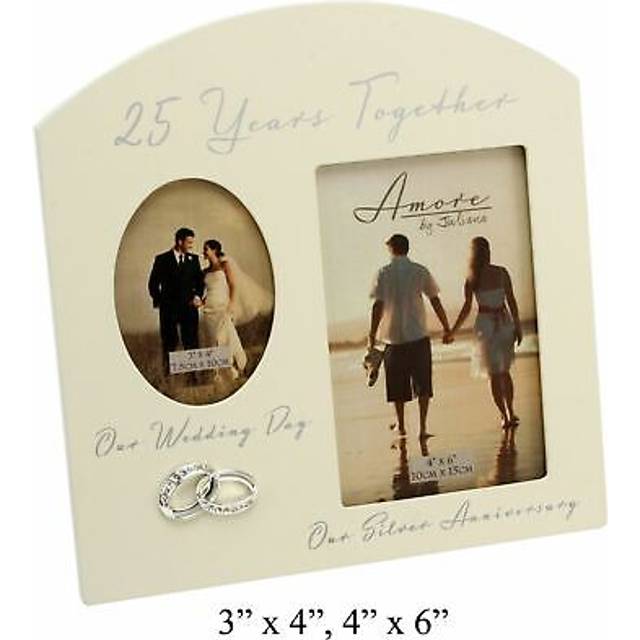 25th anniversary silver wedding cream photo frame - 25 years together amore