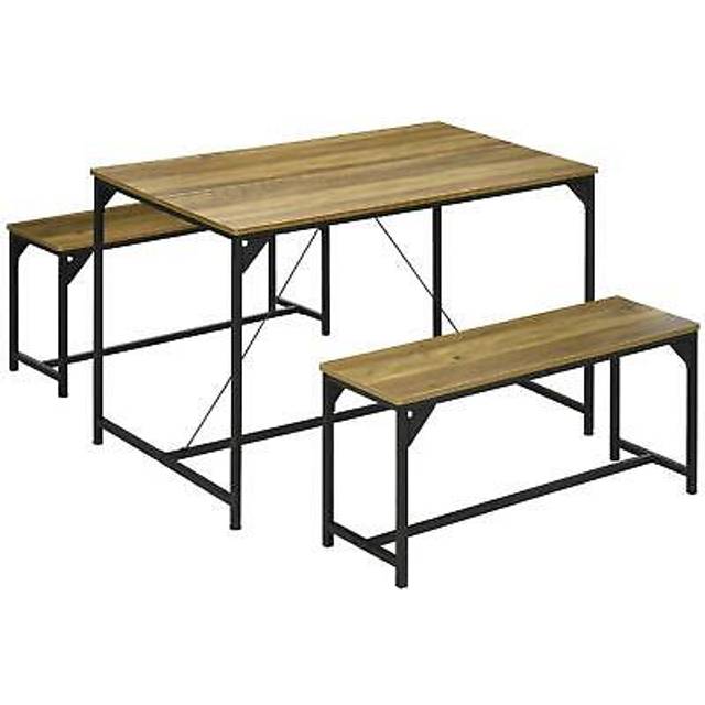 Homcom dining table and bench set for 4, modern kitchen table & 2 benches