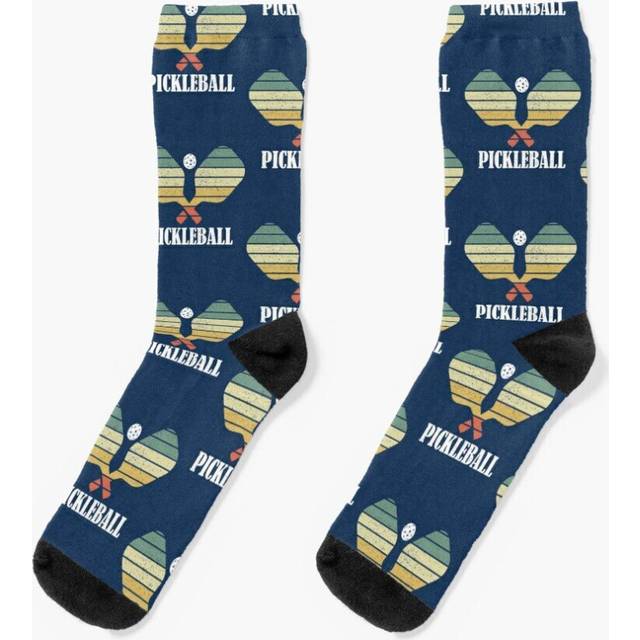Dress Socks Pickleball Vintage Distressed Retro Player Novelty Fancy Crazy Pattern Crew Casual for Men Women