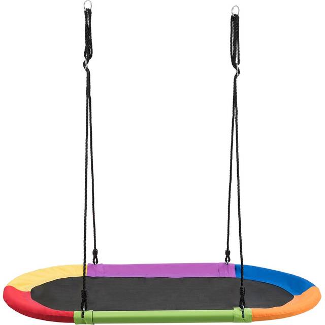 150 cm Oval Swing with Height-Adjustable Rope for Outdoor Indoor-Multicolor
