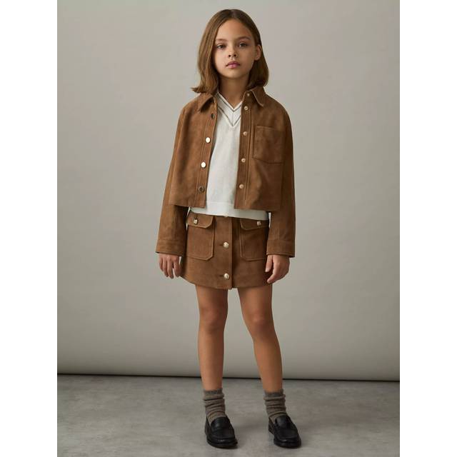 Reiss Kids' Connie Suede Jacket, Tan