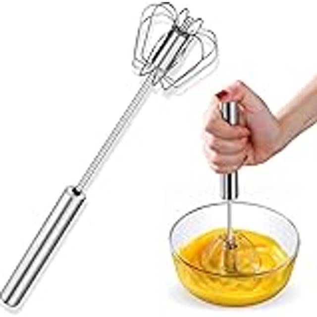 Egg Whisk Beater - Stainless Steel Wire Whisk Hand Push Semi Automatic Blender Mixer