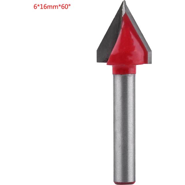 Tungsten Steel Woodworking CNC Router Bit of Sharpness VGroove Cutting Tool 6mm Shaft (6*16mm*60 degrees )