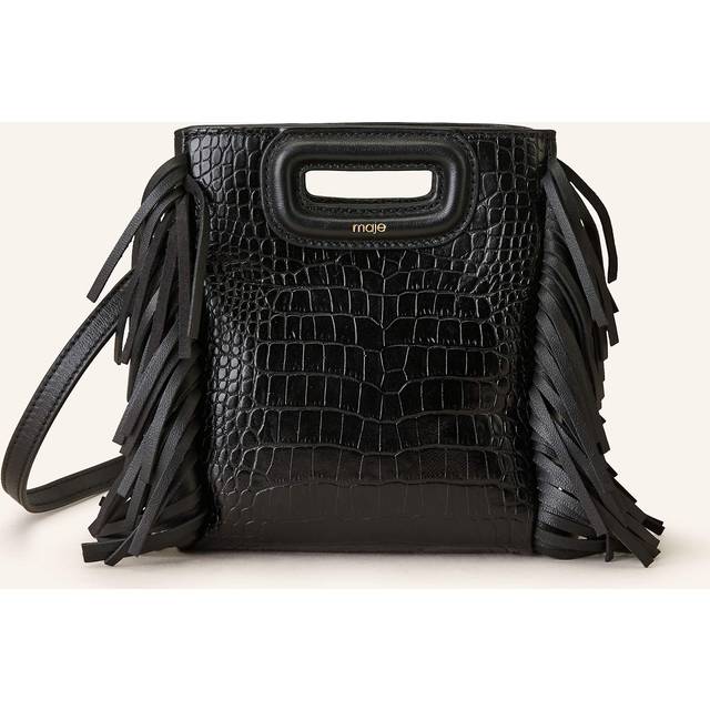 Sac M Mini En Cuir Effet Croco - Noir - Maje -  Matière principale: cuir de vacheDoublure: 100% polyesterChaîne: 100% laitonCuir: cuir de mouton - Vêtements & accessoires > Maroquinerie > Sac