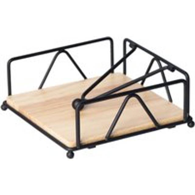 Alwaysh - Kitchen Napkin Holder, Napkin Holder with Weighted Arm Modern Luncheon in Heavy Duty Cast Iron, Napkin Holder Wooden Base for Outdoor