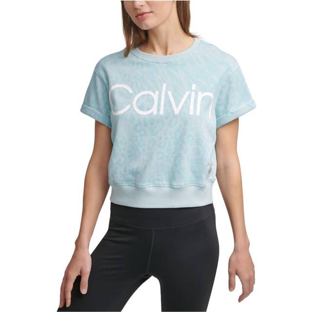 Calvin Klein Performance Klein Womens Performance Calvin Logo Print Short Sleeve Crew Neck Pullover 20 34    Length  Bleached