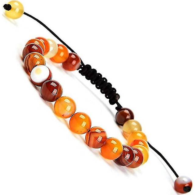Natural Healing Power Gemstone Crystal Beads Unisex Adjustable Macrame Bracelets 8mm