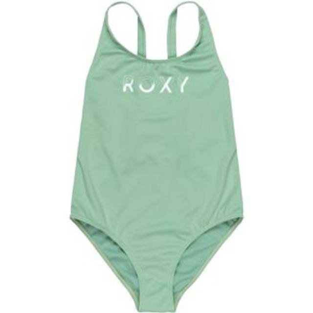 Girl's Roxy Kids Solid Active One Piece Swimsuit - Green - Size: 10 years