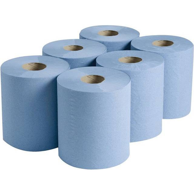 2Work 3-Ply Centrefeed Roll 135m Blue, Pack of 6 - 2W00083