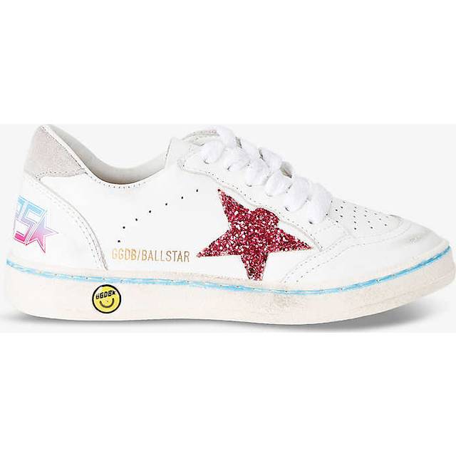 Golden Goose Girls White/comb Kids&#39; Ball Star Glitter-embellished Leather Low-top Trainers Eur 34 / 2 Uk Adult - WHITE/COMB