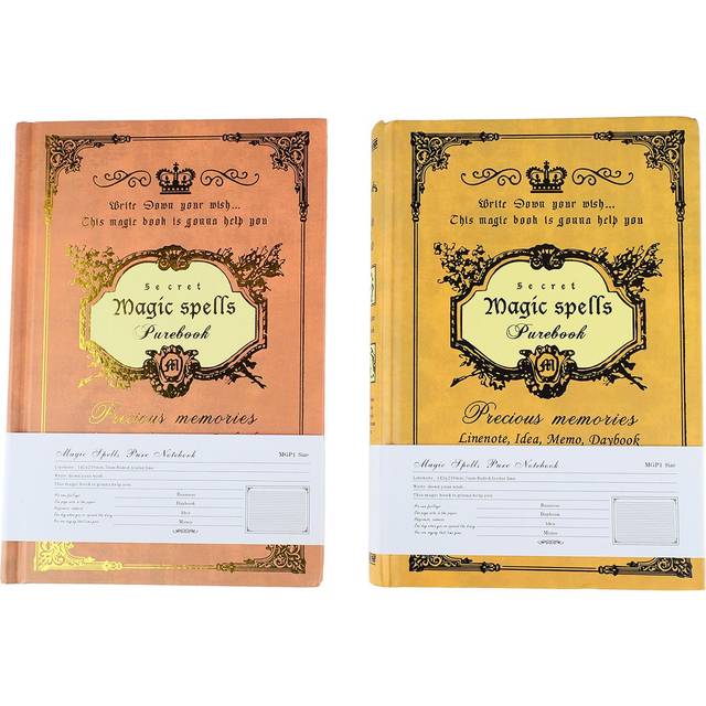 2Pcs A5 Notebook Retro Style Thickened Comfortable Writing Hot Stamping Ruled Paper Notebook for