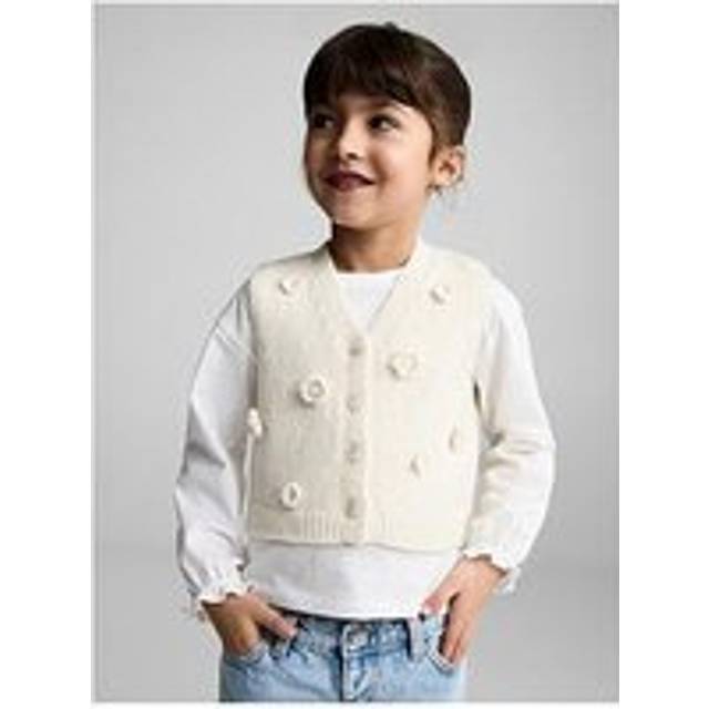 Mango Younger Girls Crochet Floral Knitted Tank Top - Cream, Cream, Size 18-24 Months - 18-24 MONTHS