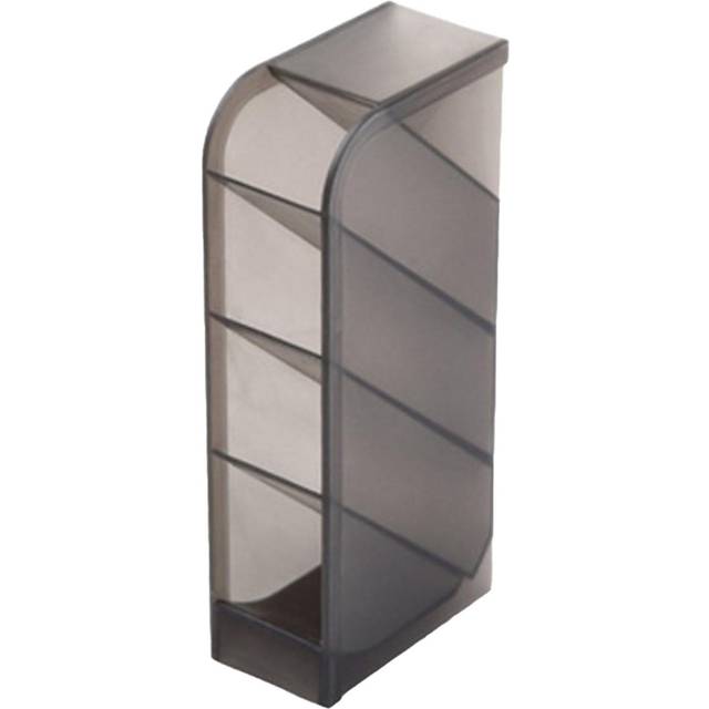 Desktop Storage Rack 4 Grids Transparent Plastic Angled Pen Holder for Dorm Student Black black