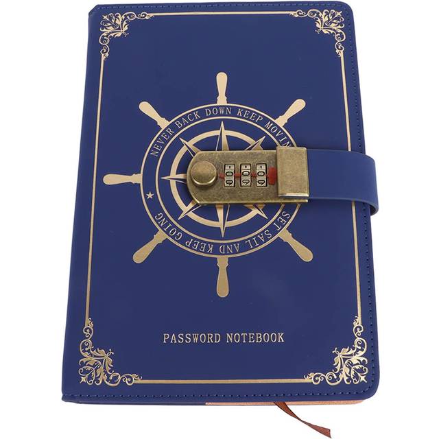 Diary with Combination Lock 100 Sheets Vintage A5 Size Travel Journal Notebook with PU Leather