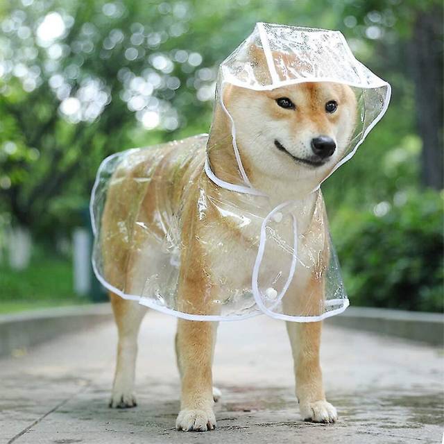 Raincoat For Dogs And Cats With Hood, Adjustable, Pvc, Transparent, Waterproof, Ultra-light, For Sma