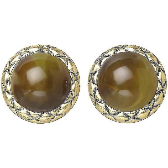 Ear Studs Inlaid Turquoise Round Alloy Acrylic Earrings For Birthday Gift