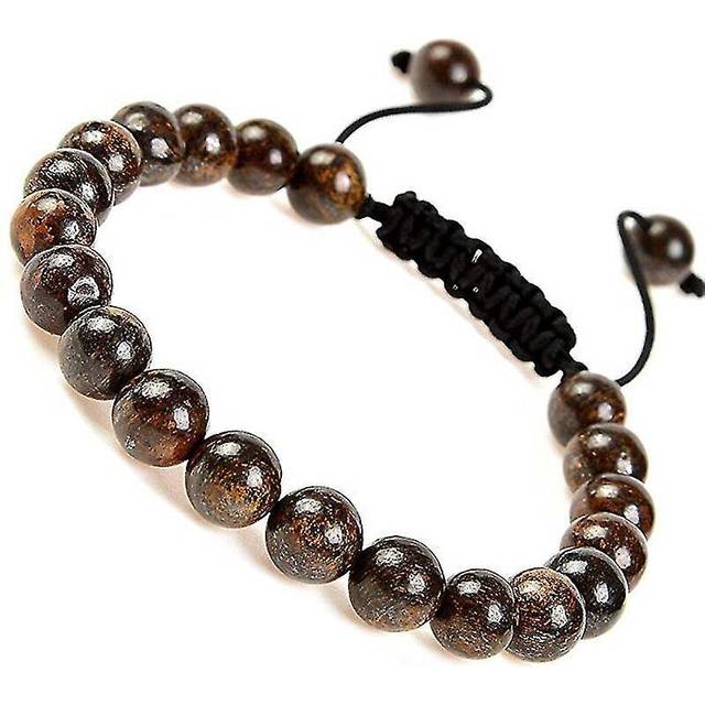 Natural Healing Power Gemstone Crystal Beads Unisex Adjustable Macrame Bracelets 8mm