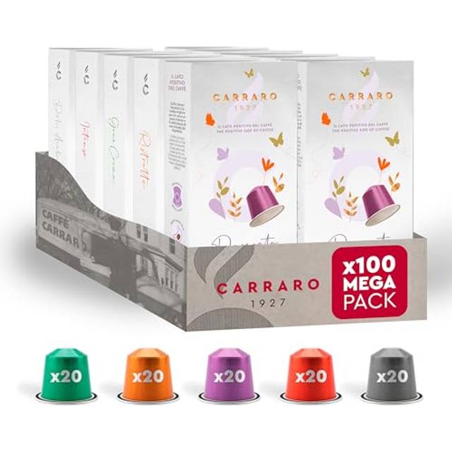 Variety Pack - 100 Aluminium Coffee Pods Compatible with Nespresso Original line Machines - Medium & Dark Roast Coffee Capsules, 10 Packs - 100