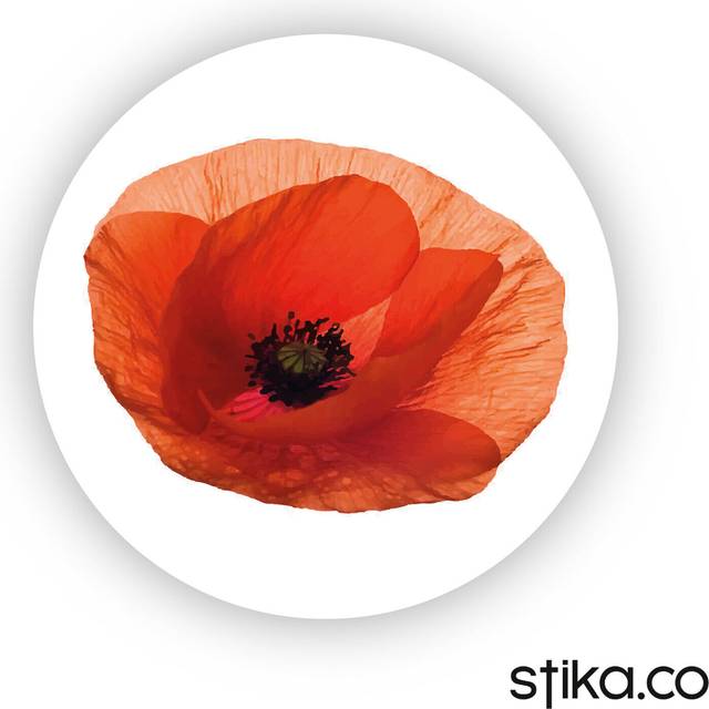 Pack of 24 paper labels, red poppy remembering animals in war, lest we forget