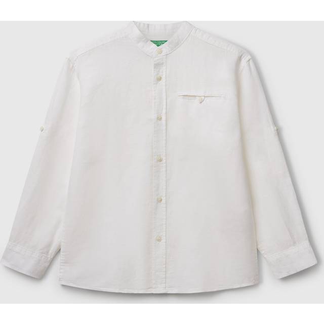 Benetton Kids' Linen Blend Long Sleeve Collar Shirt