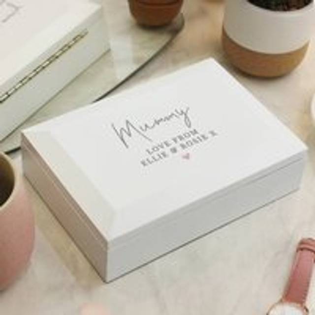 Personalised White Wooden Jewellery Box