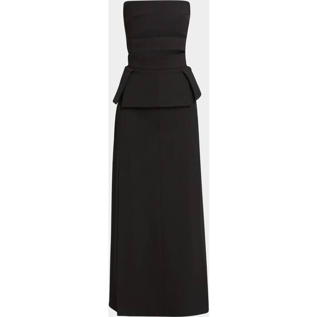 Kit Strapless Cutout Peplum Wool Gabardine Maxi Dress - BLACK - 8