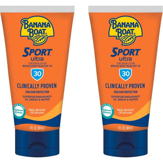 Banana Boat Sport Ultra Sunscreen Lotion SPF 30  Travel Size 3oz Twin Pack  Sweat & Water Resistant Sunblock for Active Lifestyle