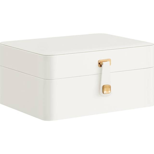 2-Layer Jewellery Box with Mirror and Tray, Cloud White