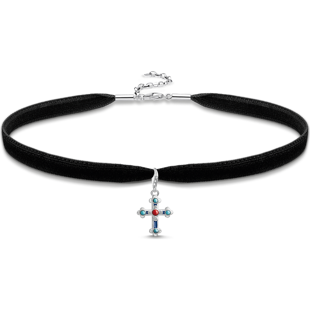 Thomas Sabo Choker ethno cross multicoloured SET0303-396-7-L36V - blue/red/silver-coloured/turquoise/white - 36 cm