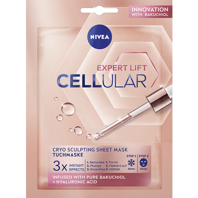 3 x nivea cellular expert lift pure sculpting bakuchio anti age sheet face masks