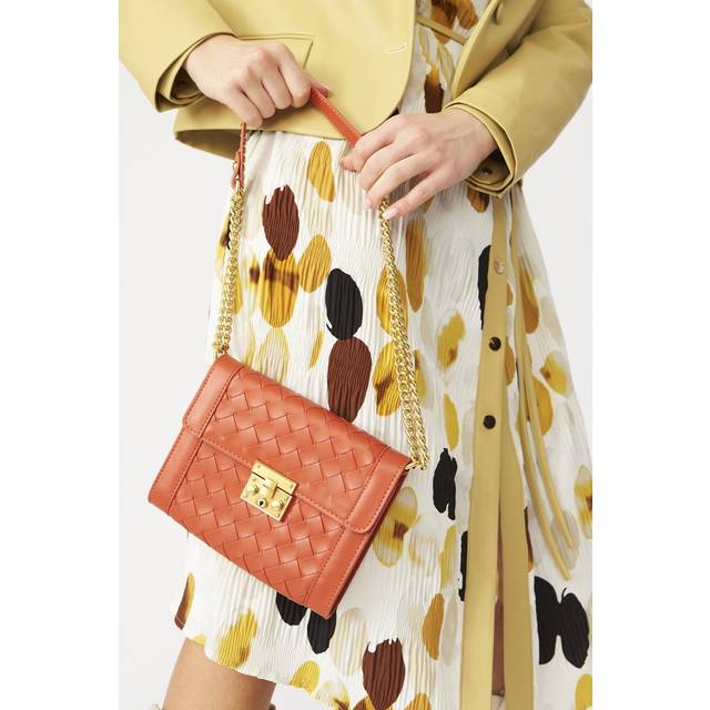 JAYLEY Orange Hand Woven Clutch Bag