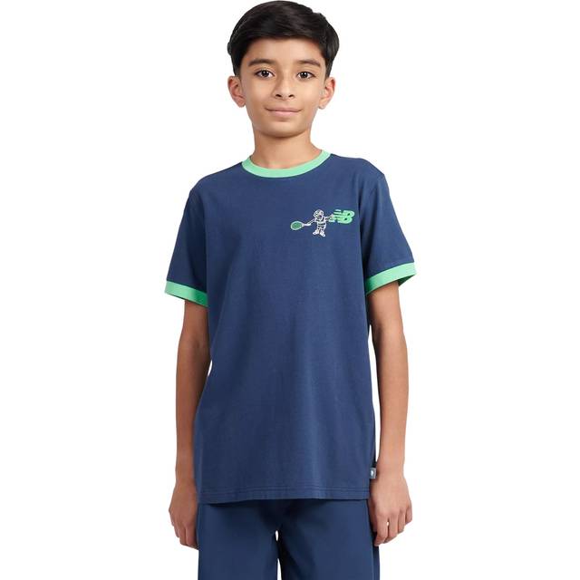 New Balance Kids' Cotton Tennis Cartoon Graphic T-Shirt, Navy