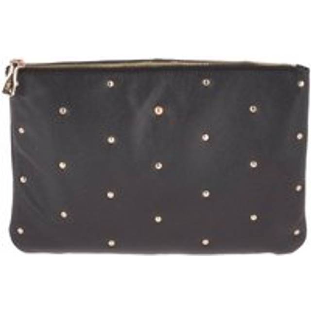 Womens Real Leather Large Studded Clutch Bag - Black - One Size