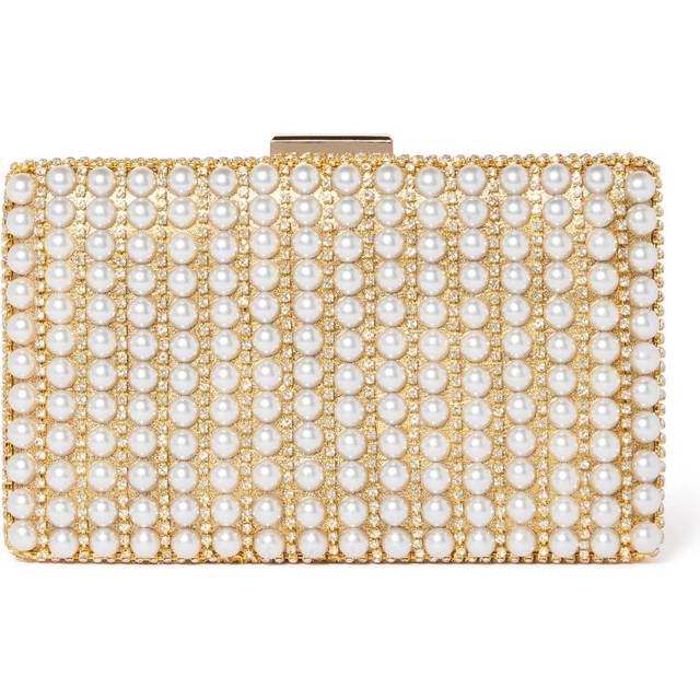 Forever New Women's Kelsey Pearl Hardcase Clutch Bag in Gold/Pearl Synthetic fibre/Glass/Polyester - 00