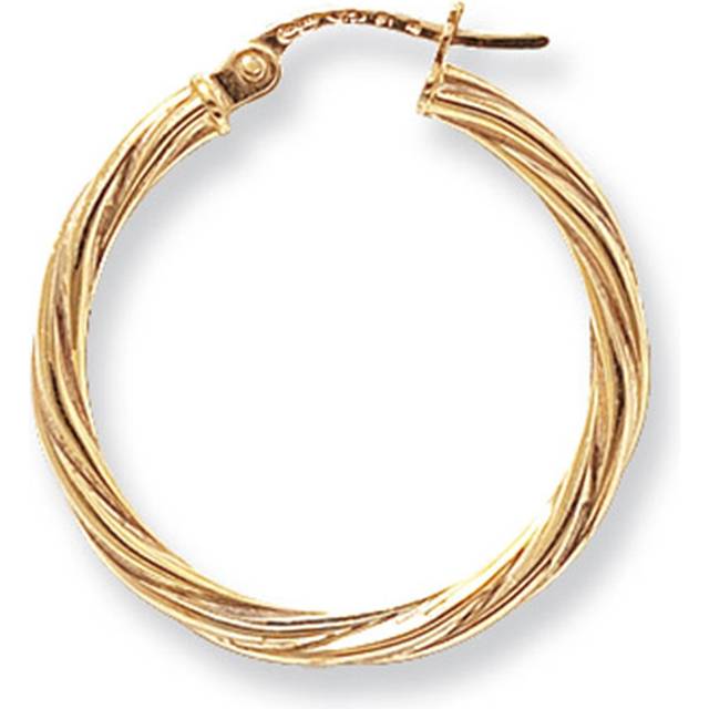 9ct yellow gold large twist hoop earrings