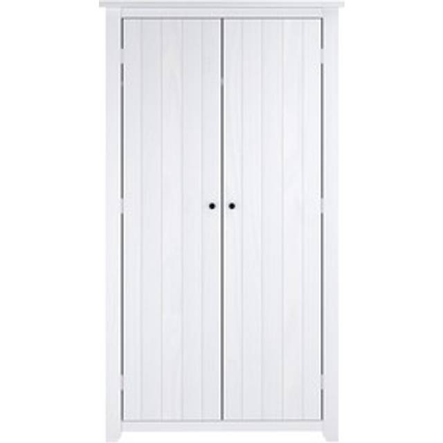 Havana white 2 door wardrobe - solid pine with white-washed finish (2 packs)