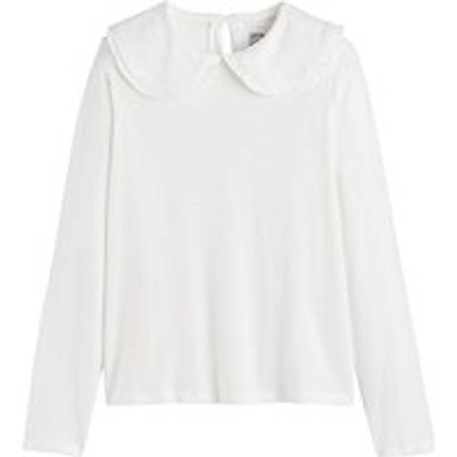 Peter Pan Collar T-Shirt with Long Sleeves - Ecru - 10Y (138CM)