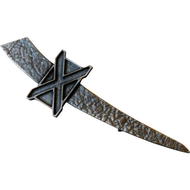 Kilt Pin Plated Antique Silver Textured St Andrew Cross 95mm