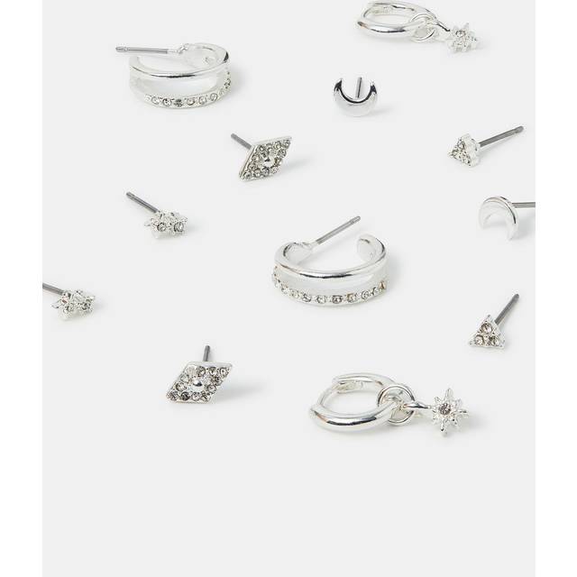 Multicolour 6-Pack Starry Night Stud and Hoop Earrings Silver - Accessorize - One Size