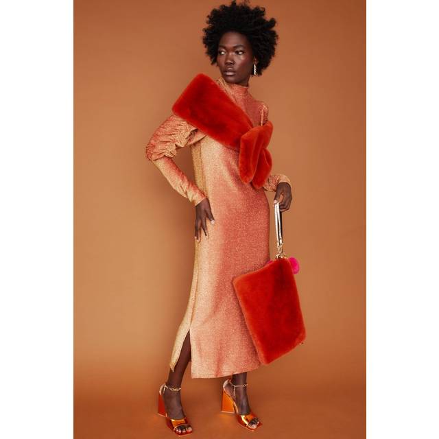 JAYLEY Orange Faux Fur Bag Size: One Size