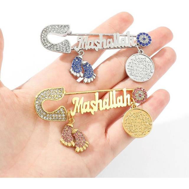 Zircon alloy religious style brooch tassel letter badge fashion jewelry