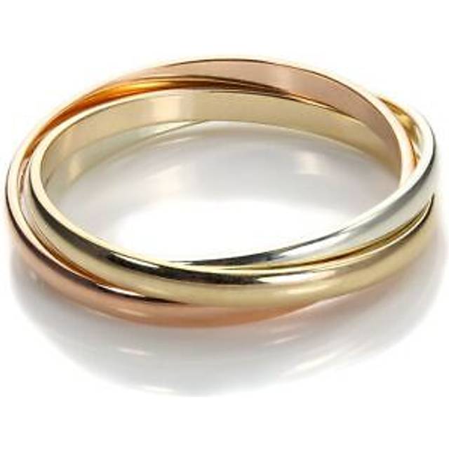9ct gold 2mm yellow white & rose russian wedding band / rings -size k-s