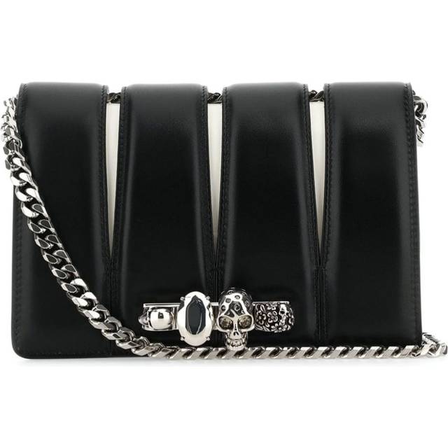 Alexander McQueen - Slash studded chain-link bag - women - Calf Leather/Lambskin - One Size - Black