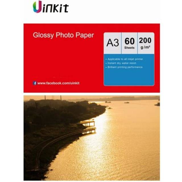 A3 paper inkjet paper high glossy middle thick print 200gsm uinkit - 60 sheets
