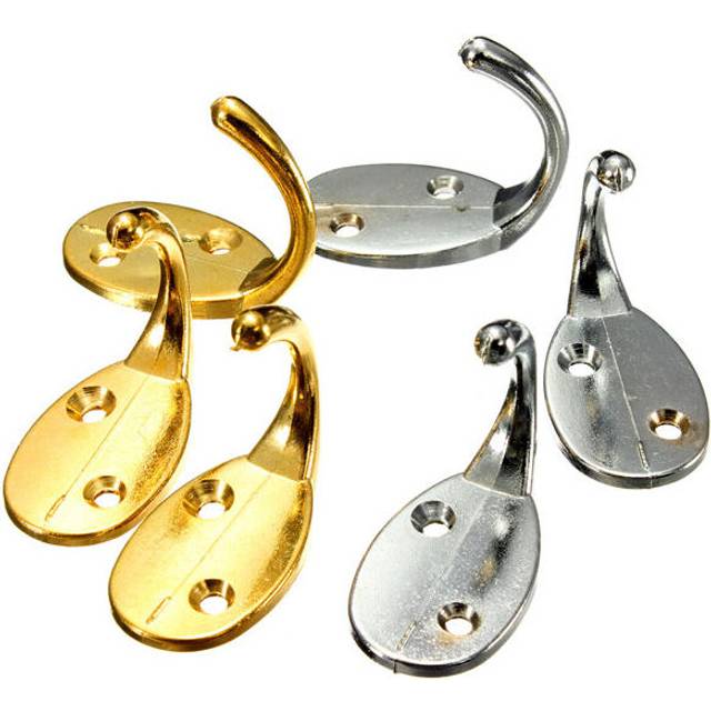 (Silver) 3Pcs Hat Clothes Door Wall Bathroom Towel Single Hook Hanger