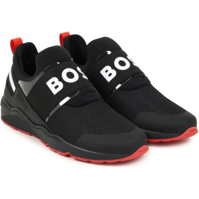 BOSS Kidswear - logo-strap mesh sneakers - kids - Polyester/Fabric/Rubber - 31 - Black