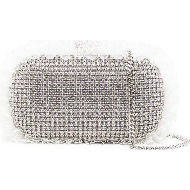 Self-Portrait - crystal lace-detail clutch bag - women - Elastane/Polyester - One Size - Silver